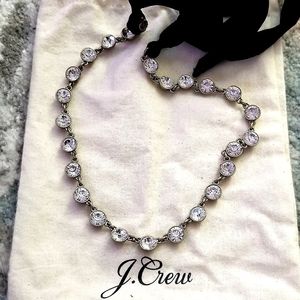 J. Crew Crystal Necklace with Black Velvet Tie
